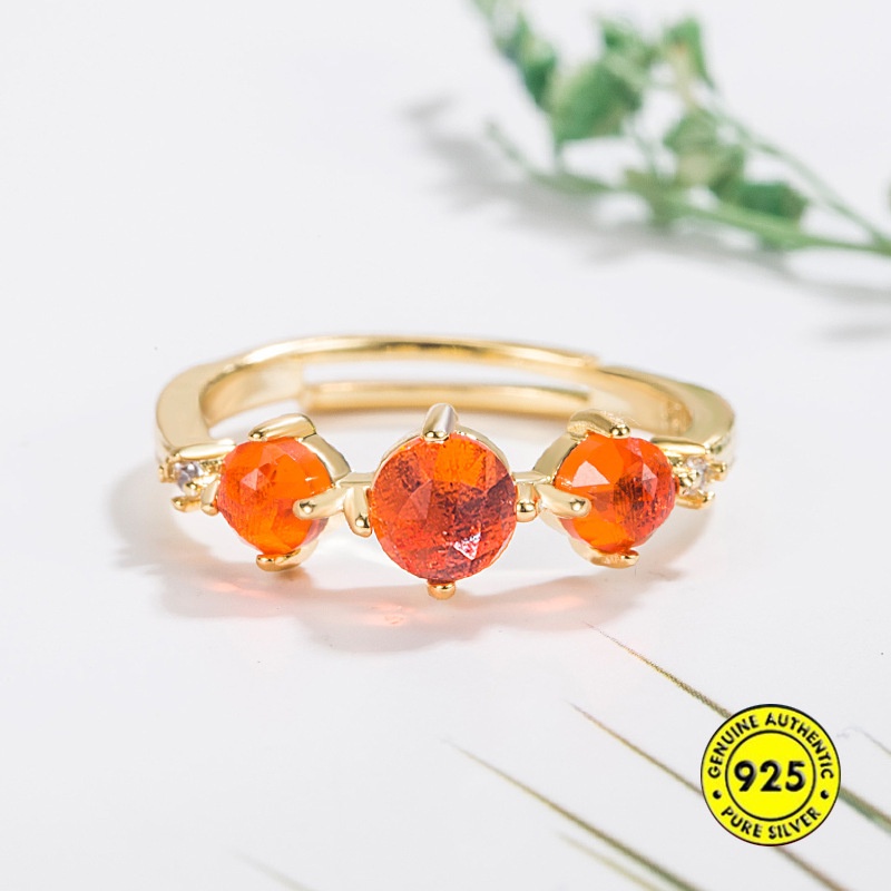 Cincin Jepang Orange Garnet Lapis Emas U1528