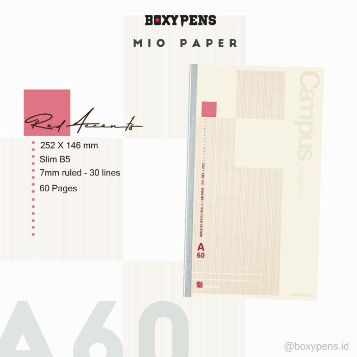 

✨BISA COD✨ -Kokuyo Campus High Grade MIO Paper Notebook - Slim B5 - 7mm 30lines