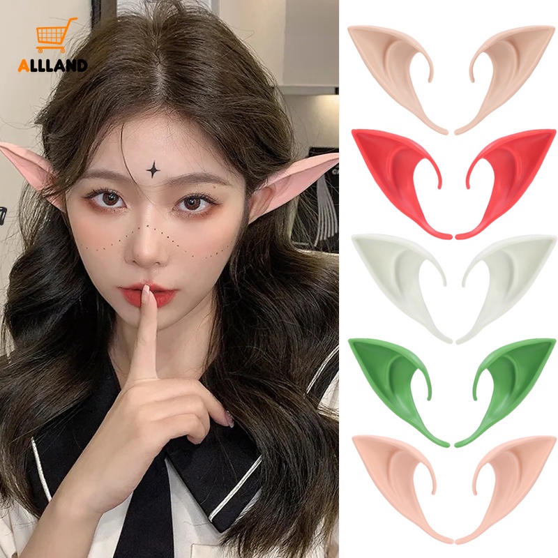 [Favorite] 1pasang Halloween Simulasi Telinga Elf/ Lateks Lembut Tidak Berbahaya Telinga Palsu Prop/Peri Malaikat Berdandan Cosplay Pesta Natal DIY Dekorasi