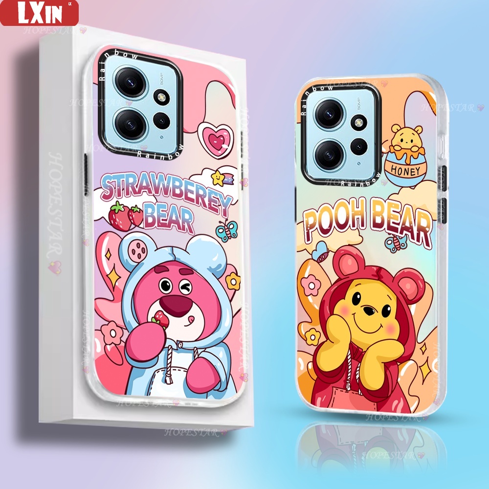 Case Redmi Note12 4G A1 A2 Note 11S 11 Pro 10 10s 10 Pro Note9S 9 Pro Note8 Note7 Pro 12C 10C 9C 10A 9A 8A Strawberry Bear Dan Winnie the Pooh Warna Warni Gradasi Hard Cover