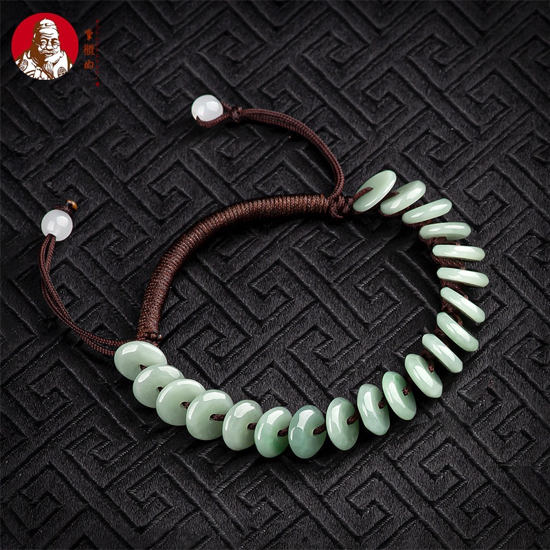 【Dengan sertifikat identifikasi]】Gelang Gesper Pengaman Giok A-grade Burma Alami Gelang Tenun Tangan