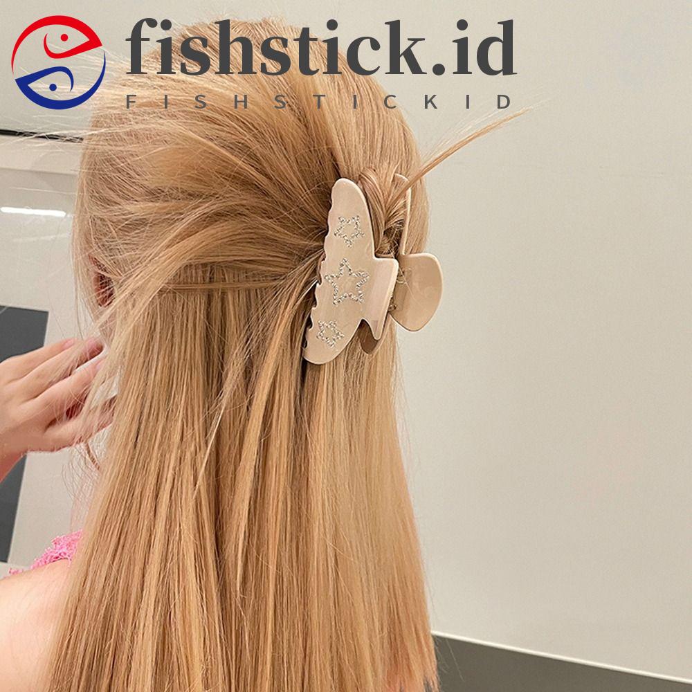Fishstick Star Hair Claw Elegan Fashion Hiasan Kepala Manis Gaya Y2k Hair Crab Clip Gadis Jepit Rambut Ponytail Holder Zirkon Kristal Korea Hair Clips