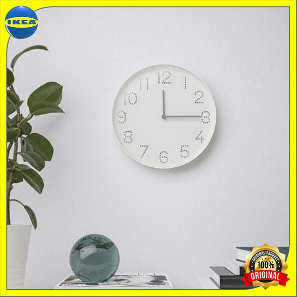 Jam dinding tanpa bunyi detak ikOri Seri Jam Dinding Bulat Berbintik Minimalis 25cm ,Putih