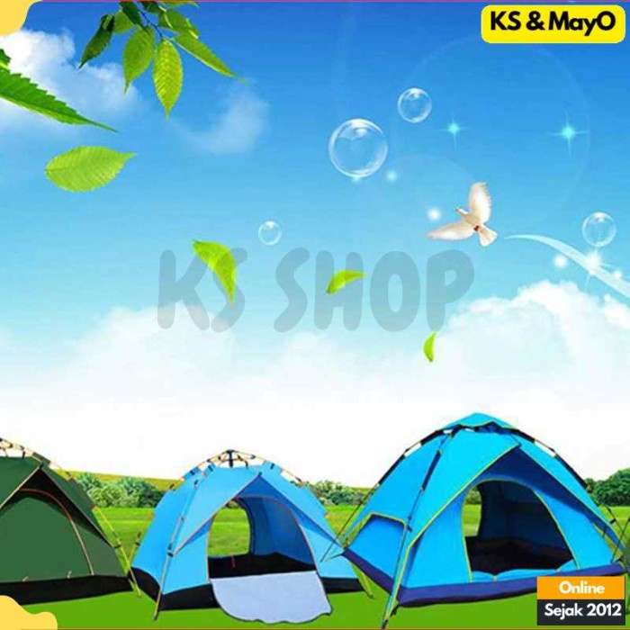 Tenda Camping Outdoor Double Layer Besar 1- 2 Orang Tahan Air - 2