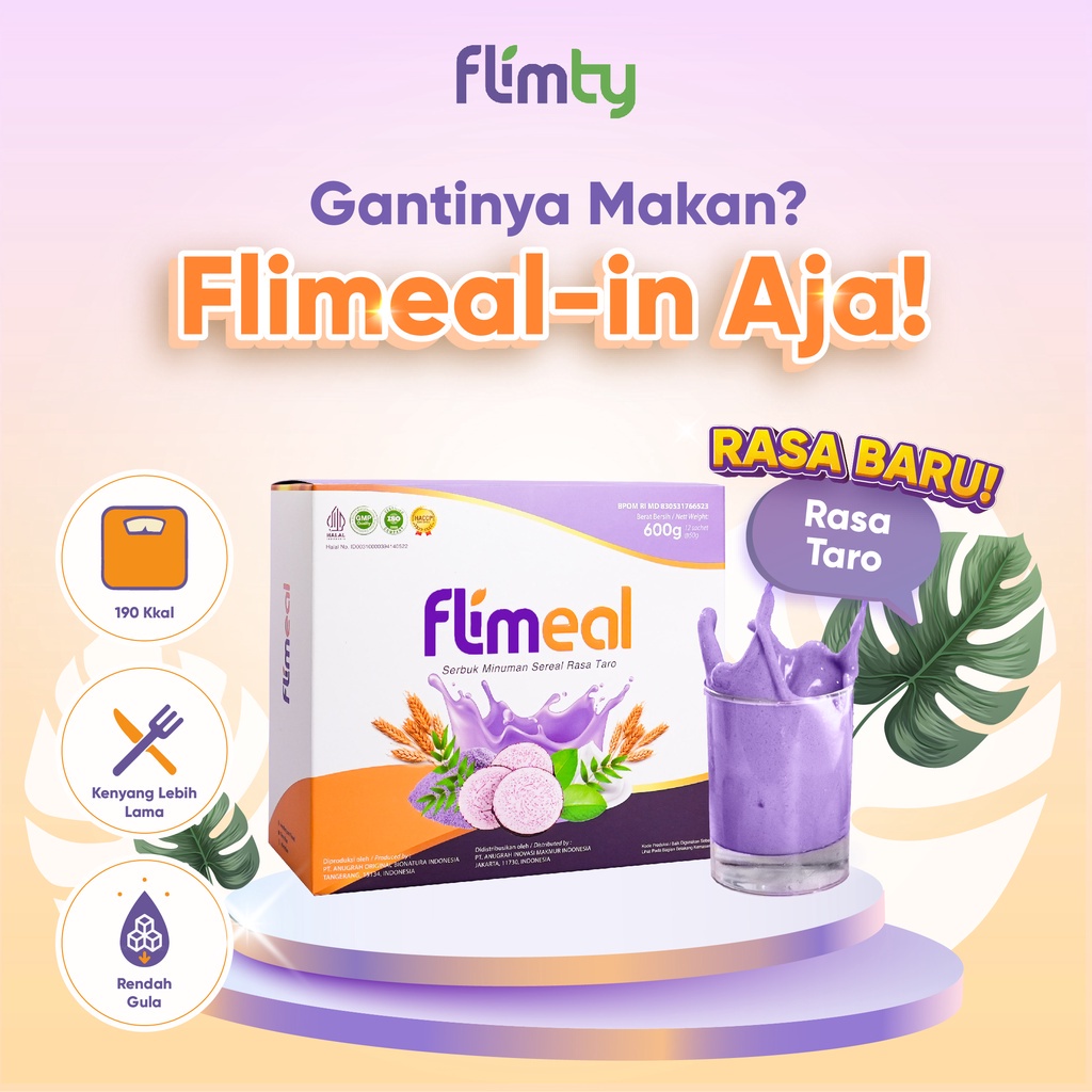 

Flimeal (Meal Replacement) - 1 Box (Isi 12 Sachet) - Taro flimty FLIMEAL