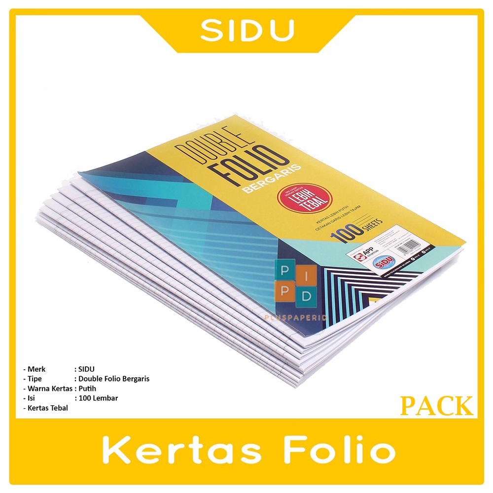 

SIDU - kertas double folio bergaris 100 lembar - Pack