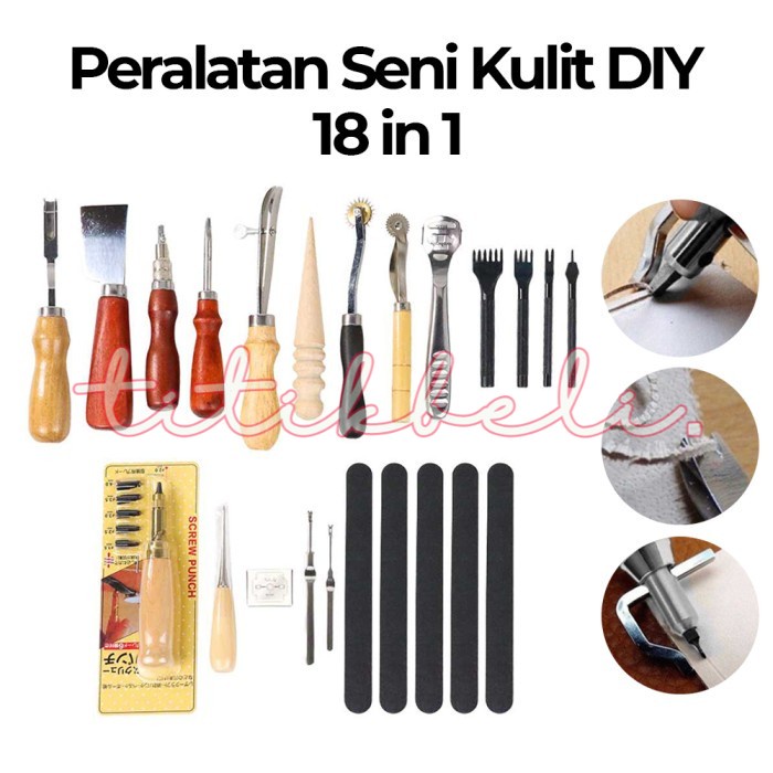 

Junetree Peralatan Seni DIY Kulit 18in1 Leather Craft Stitching Sewing -TitikBeli