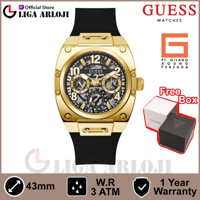 GUESS GW0569G2 Original PRODIGY Jam Tangan Pria Analog Black Silicone