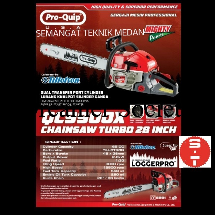 Berkualitas QC9900X MESIN CHAINSAW GERGAJI POTONG KAYU 28" 28 " PROQUIP QC 9900 X DCM670