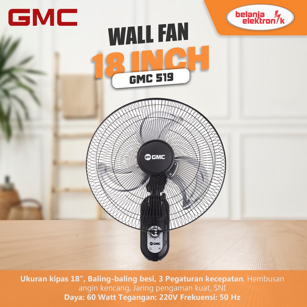 Kipas Angin Dinding GMC 519 Wall Fan 18 Inch Besi