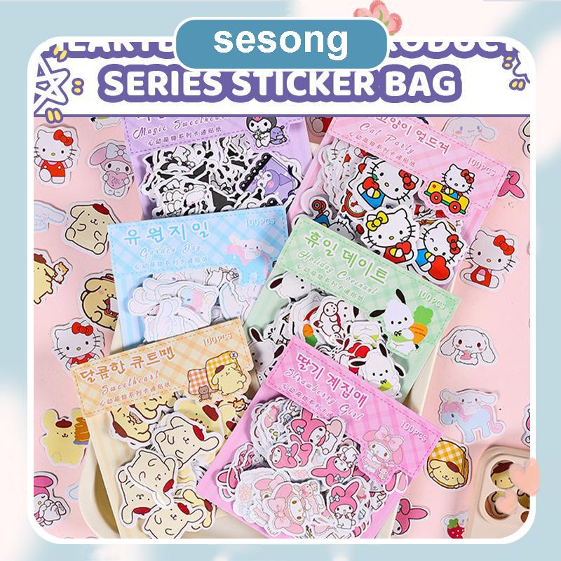 

Stiker kartun kreatif Sanrio seri buku catatan lucu stiker dekoratif SS