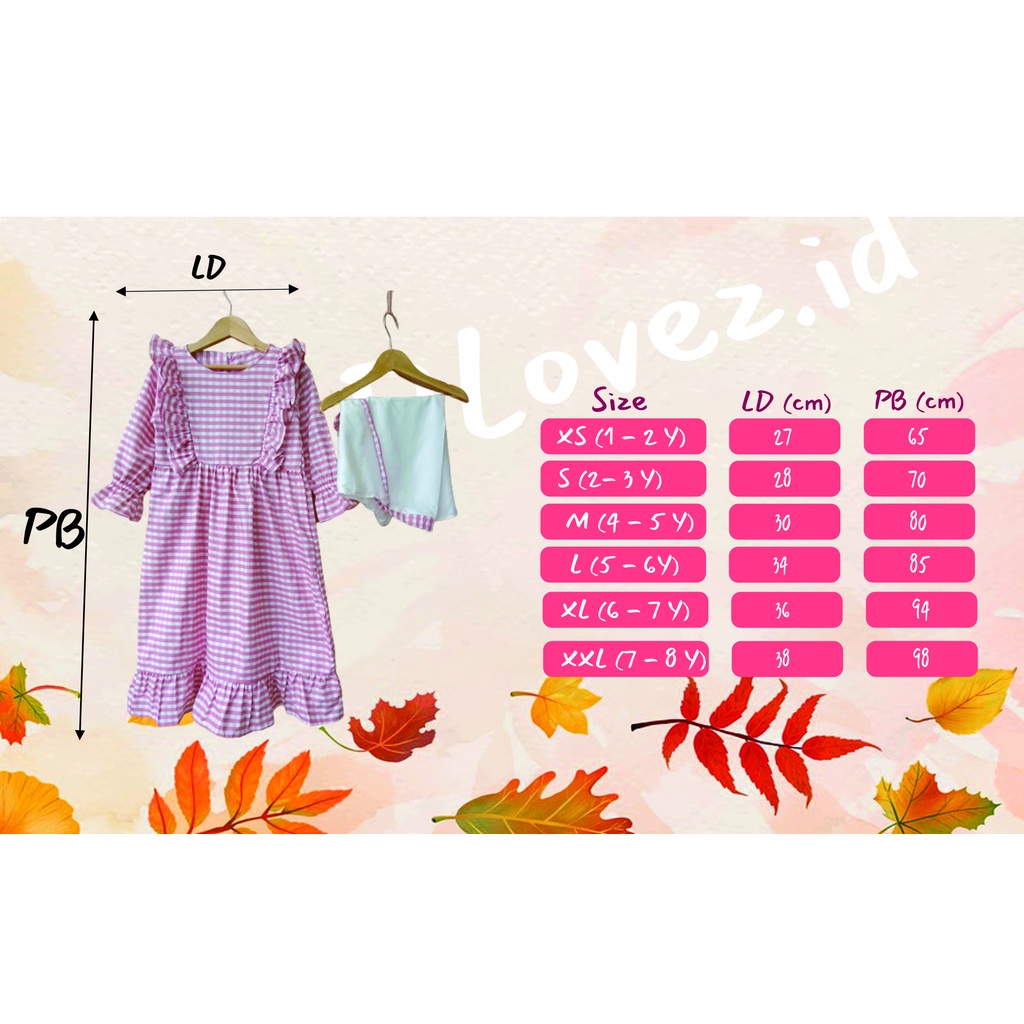 HOT DEALS SET GAMIS ANAK 1 - 14 TAHUN FREE HIJAB INSTAN / SET GAMIS KAIRA MOTIF BARU