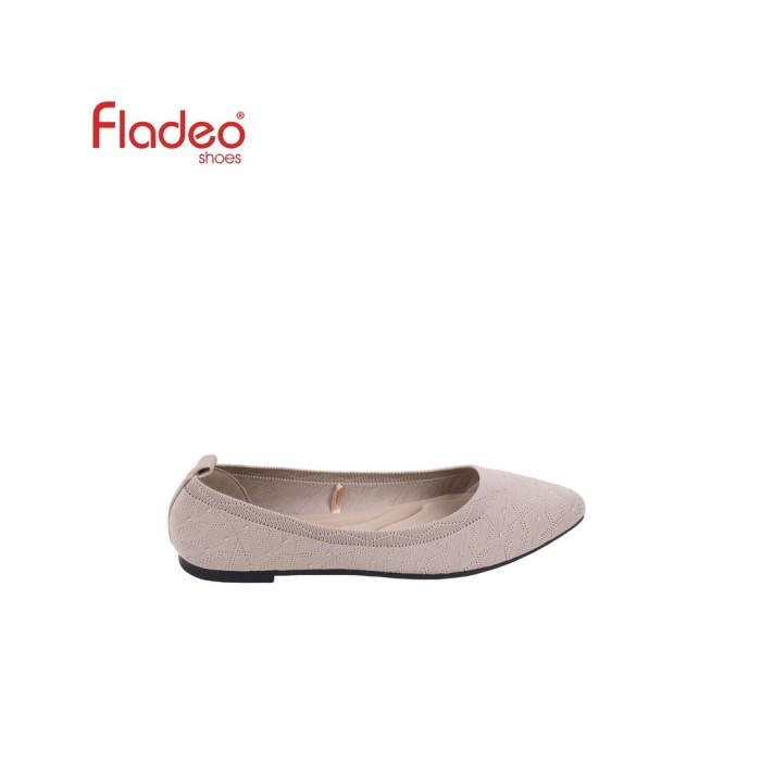 Fladeo L21/LSB392-3AH/Sepatu Flat Rajut Wanita [ Flat Shoes ] - CREAM, 38