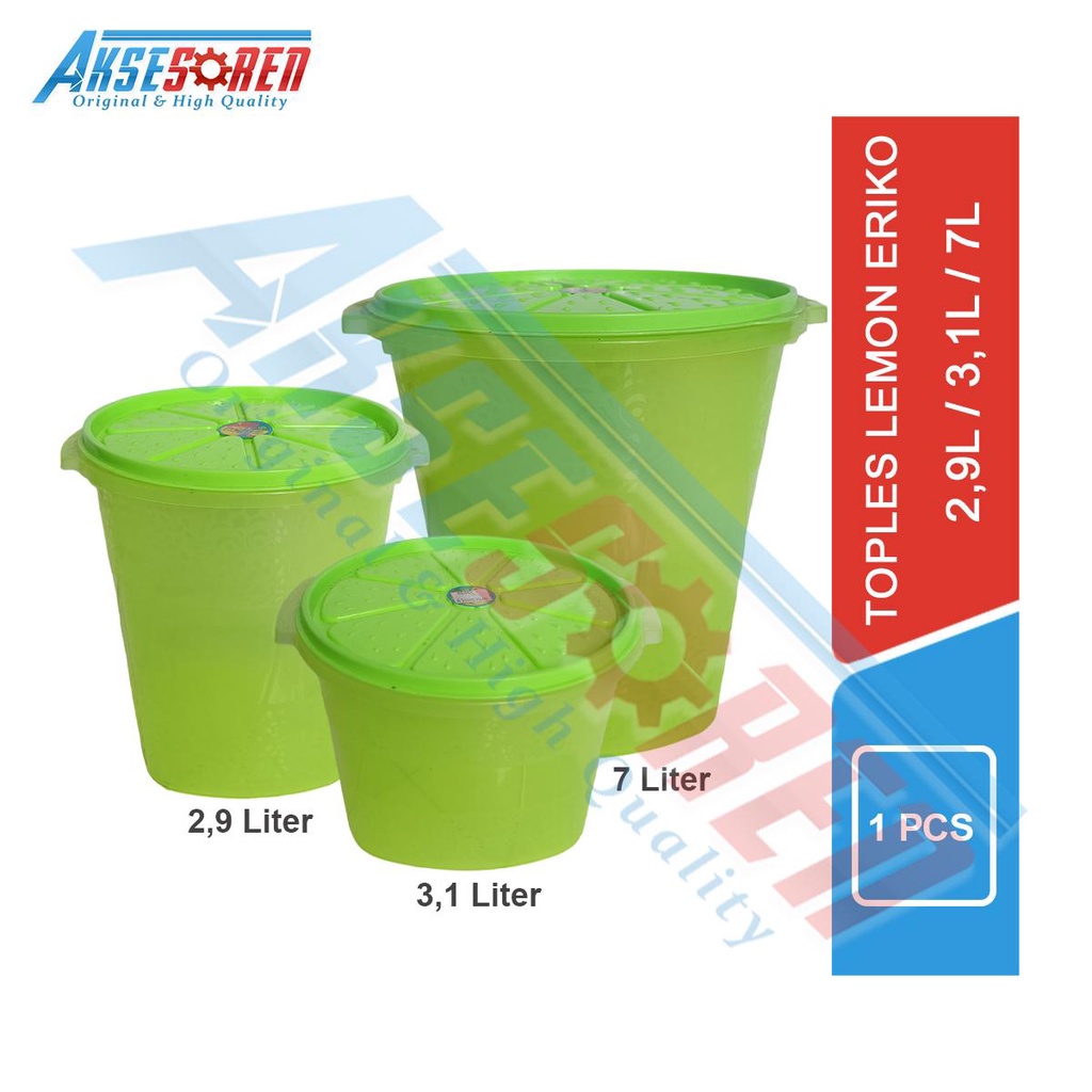 Aksesoren Toples Lemon Eriko Plastik [1 Pcs] / Tempat Jajanan / Wadah Toples Snack Besar Dan Kecil K