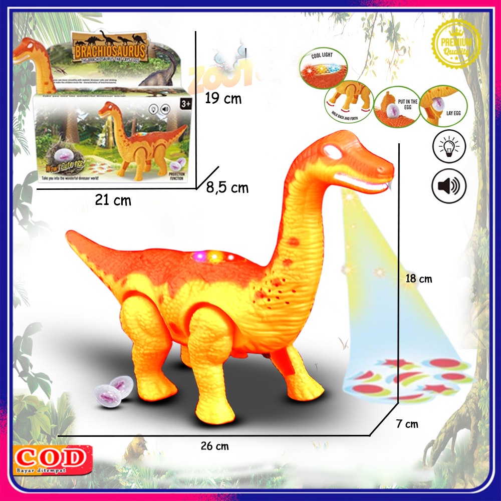 Mainan Edukatif Robot Dinosaurus Anak Usia dini Hewan Dino Bertelur Berjalan Dengan Musik dan Lampu 