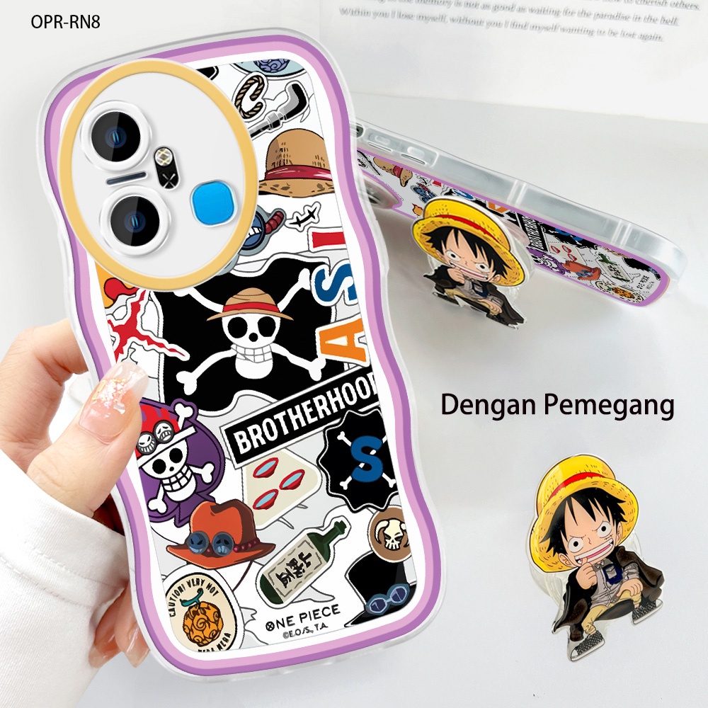 Free Holder OPPO Reno 8 8T 7 7Z 8Z 6 5 4 4F 3 2F 2Z 4G 5G Untuk Phone Case Hp Casing Soft Cover Kartun ONE PIECE Luffy Softcase Kesing Handphone Sofcase Cassing