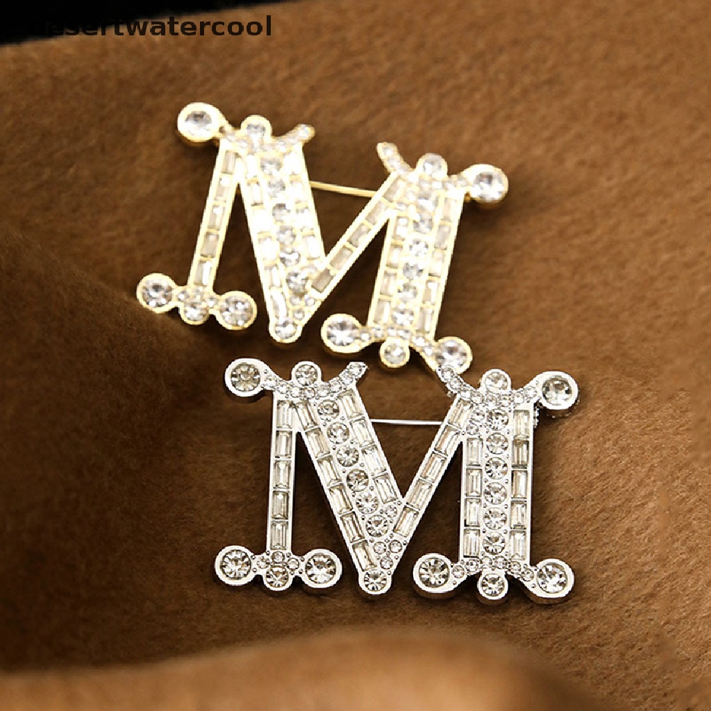 Deid Fashion Kristal Zirkon M-Huruf Bros Pin Untuk Ransel Kerah Lapel Pin Pesta Perhiasan Aksesoris Martijn