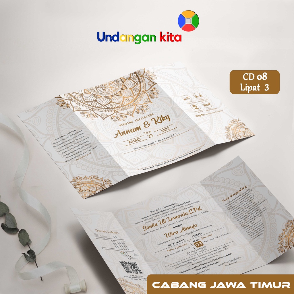 

Undangan Kita Surabaya Undangan Pernikahan BC 150 GSM Code Series Lipat 3