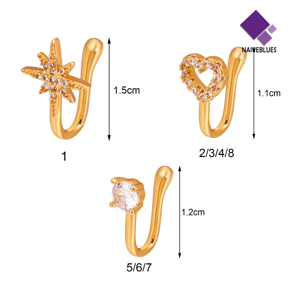 Naiveblue &gt; Manset Hidung Tindik Trendy Menawan Mudah Dipakai Cincin Hidung Untuk Pesta