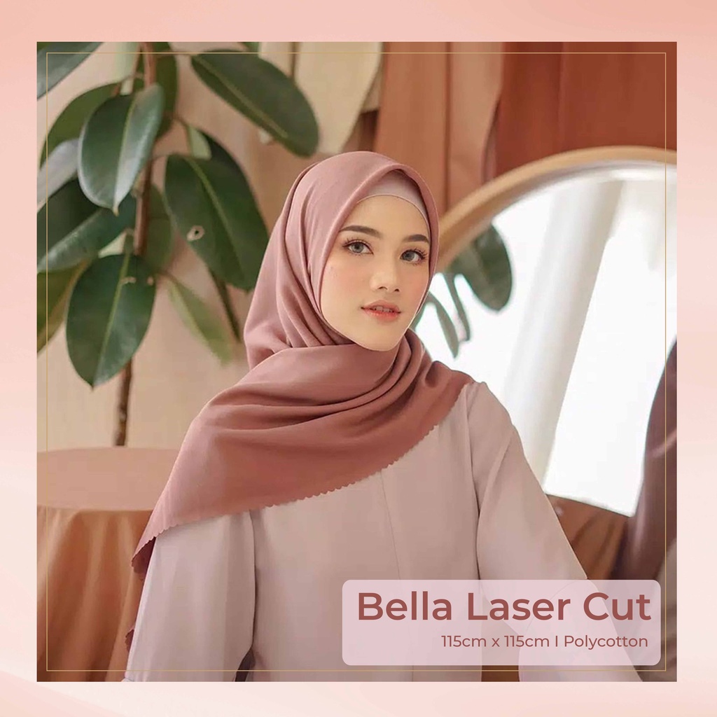 Hijab Bella Square / Segi Empat Lasercut - Warna Lengkap