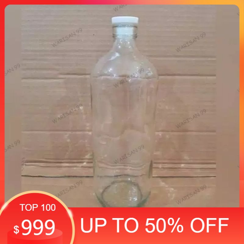 [Paket isi 5] Botol Bensin 1 Liter kaca Botol Kaca 1000 ml BOTOL KACA  1 liter BOLLES BOTOL JAMU BEL