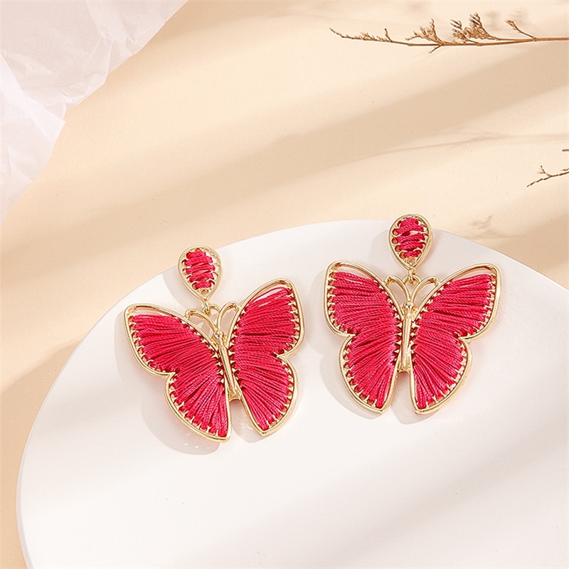 [AYBX] Fashion Wanita Kepribadian Lucu Tenun Tangan Warna-Warni Kupu-Kupu Anting Ayunan Gaya Bohemian Aksesoris Anting Perempuan