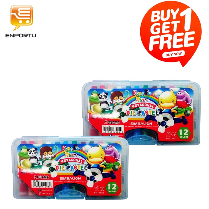 

BUY 1 GET 1 - Simbalion Krayon Oil Pastel 12 Warna KF 12A Plastic Case