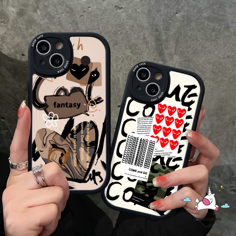 Casing Ponsel Comme des Garcons Merek Trendi Untuk Infinix Hot 10 10T 11 10s 11s 9 Play Hot 10 Lite Infinix Smart 5 6 Note 8 Fantasi Graffiti Cinta Hati Tpu Lembut Penutup Belakang