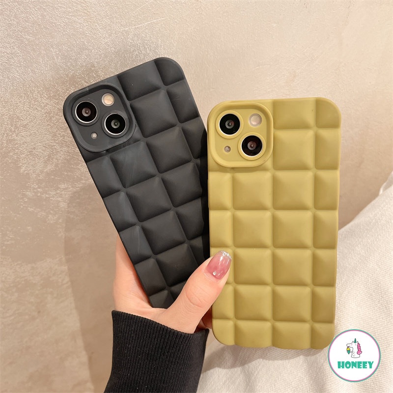 Kisi 3D Warna Solid Sederhana Cocok Untuk IPhone14 Pro MAX Case Apple13 12 11 XS MAX Casing Ponsel Bantal Silikon