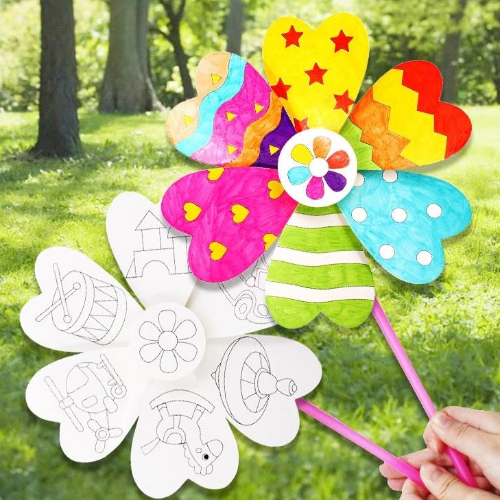 1set Kosong Kincir Mainan Graffiti DIY Kincir Kertas Warna Anak Kreatif Lukisan Mainan Color Sense Mainan Edukasi Tk Seni Kerajinan Paket
