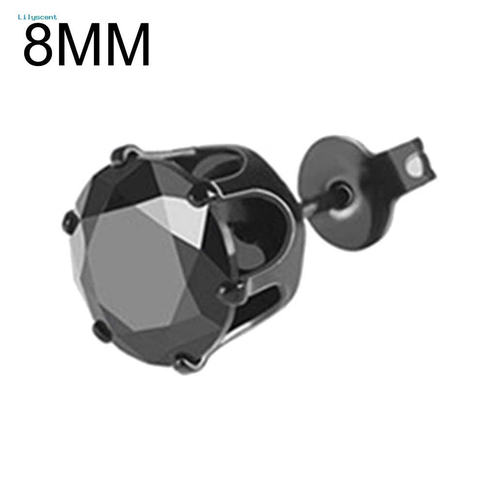 Lilyscent 1Pc Punk Pria Wanita6/8mm Hitam Enam Cakar Cubic Zirconia Stud Earrings Perhiasan