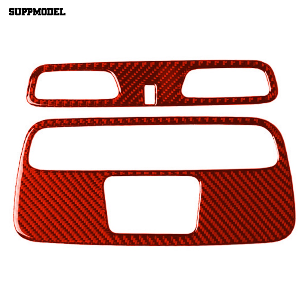 Suppmodel 2Pcs Stiker Lampu Baca Atap Tahan Gores Serat Karbon Merah Reading Light Trim Sticker Self-adhesive Untuk Camaro 2016
