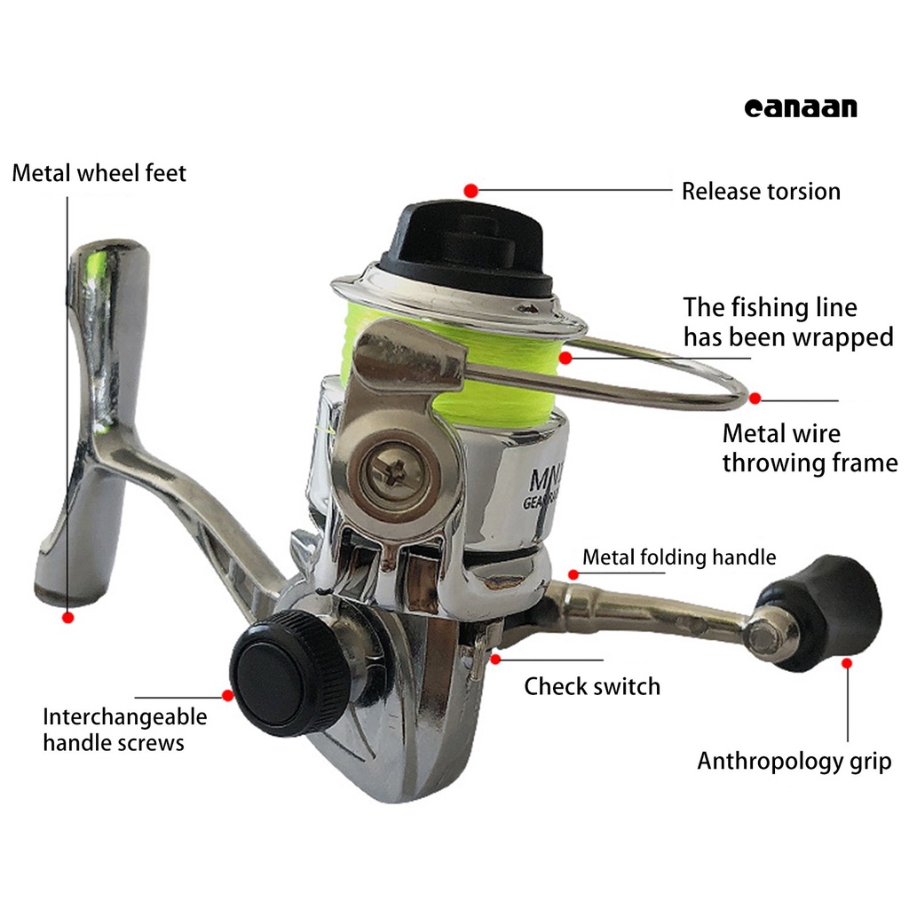 Cnn- Reel Pancing Mini Kekuatan Tinggi Lempar Stabilitas Anti-bombing Angling Metal 100type Spinning Reel Dengan Garis Memancing Luar Ruangan