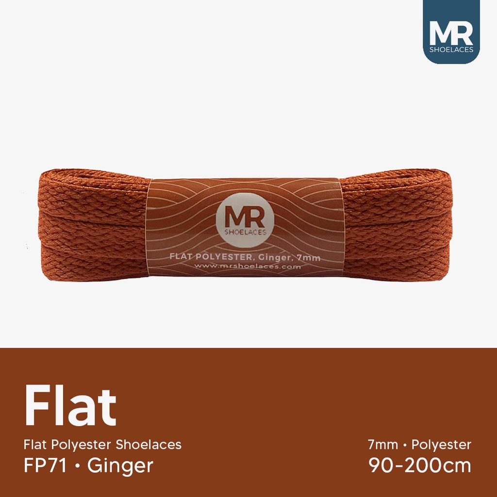 Original MR Shoelaces FP71 Ginger (Coklat Jahe) Tali Sepatu Polyester Pipih Flat 7mm 80cm 90cm 100cm 120cm 130cm 150cm 180cm 200cm untuk Sneakers - Premium Shoelace Terbaik