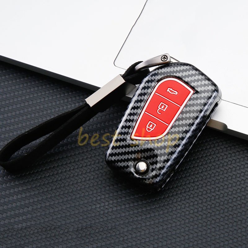 Carbon ABS Key Cover Case Fob Shell Untuk Toyota Forturner ALTIS REVO INNOVA Hilux Auris Corolla Avensis Verso Yaris