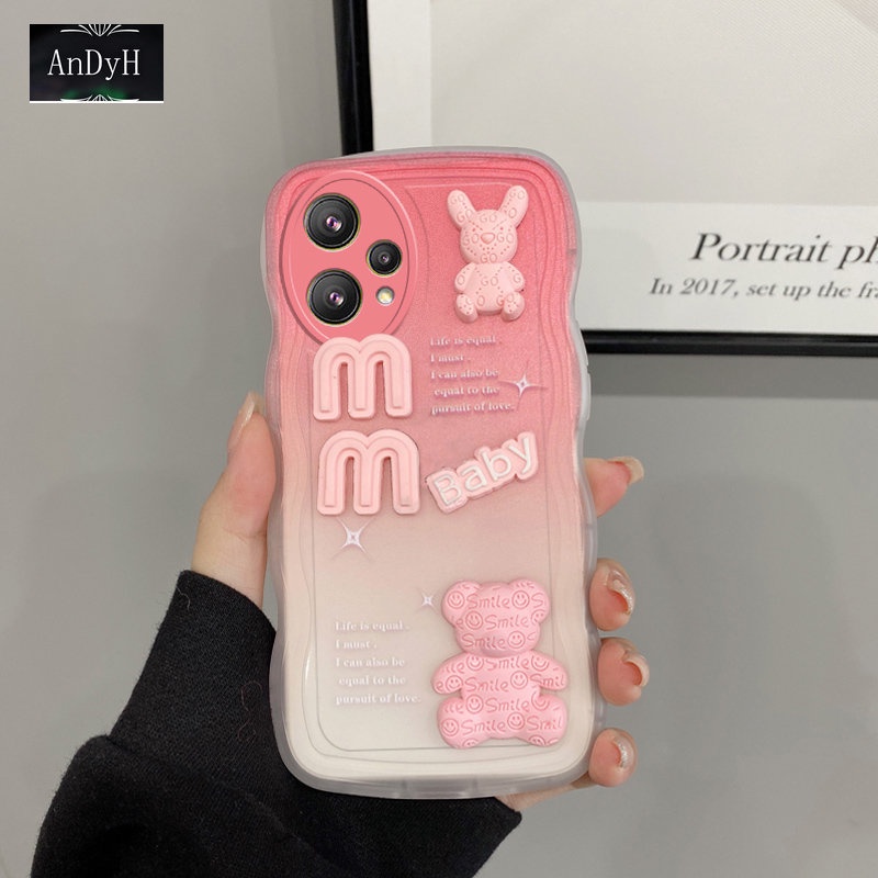 Andyh Casing Ponsel Untuk OPPO Realme 9 Pro Plus Phone Case 3D Alphabet Bear Pelindung Kamera Pelindung Penutup Belakang Couple Case