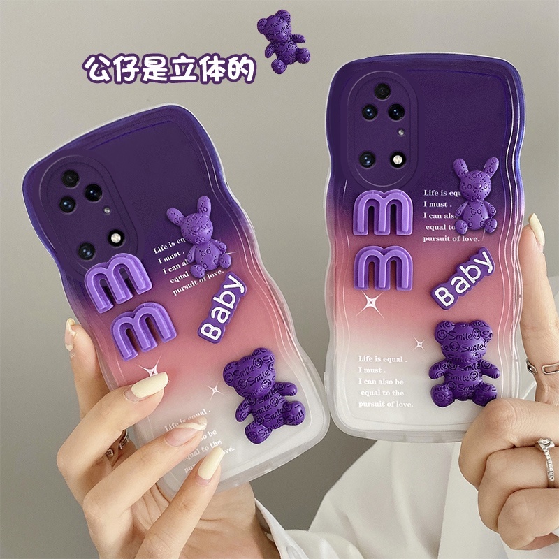 Andyh Casing Ponsel Untuk Huawei P30 Pro P40 Pro P50 Pro Phone Case 3D Alphabet Bear Pelindung Kamera Pelindung Penutup Belakang Couple Case