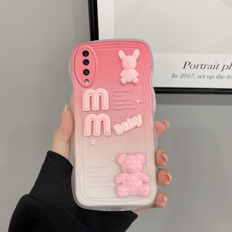 Andyh Phone Case Untuk Samsung Galaxy A50 A50S A30S Casing Ponsel 3D Alphabet Bear Pelindung Kamera Pelindung Penutup Belakang Couple Case
