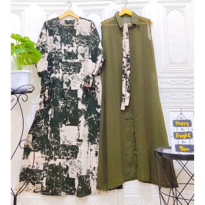 Tren Baju Muslim Gamis 2In1 Gisel Jumbo Ld 100 130 Realpict Terlaris / Raya Dress By Adiba Dress Leb