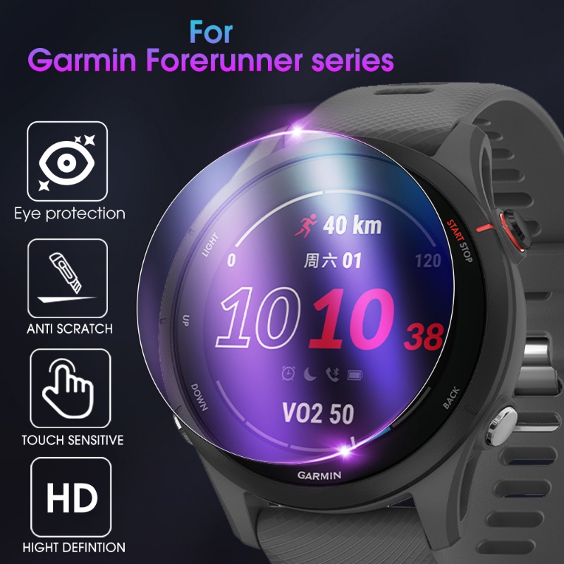 3pcs Transparan Ungu Cahaya 9H All Inclusive 2.5D Tempered Glass Films Ultra HD Pelindung Layar Jam Tahan Gores Untuk Garmin Forerunner965 /265Seri