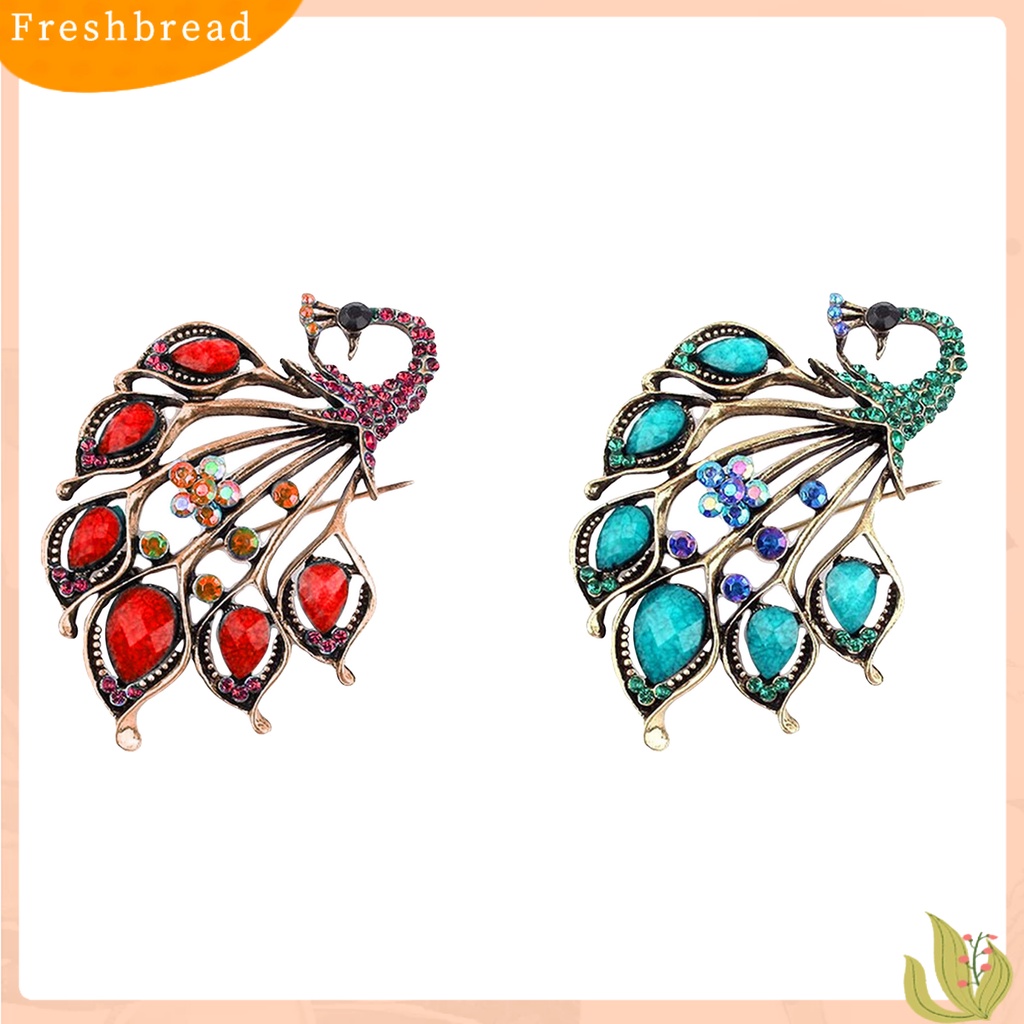 &lt; Freshbread &gt; Bros Berlian Imitasi Dekorasi Berbentuk Merak Alloy Wanita Fashion Brooch Gesper Untuk Syal