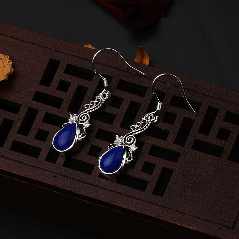 Goldkingdom Aksesoris Perhiasan Fashion Ready Stock Anting Vintage Fashion Eropa Dan Amerika Berlapis Thai Silver Ear Pendant Earrings