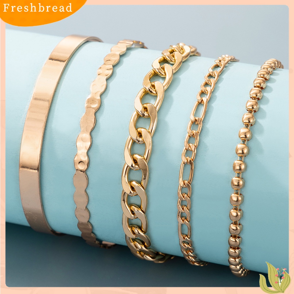 &lt; Freshbread &gt; 5Pcs Wanita Gelang Geometris Indah Bohemian Semua Pertandingan Link Rantai Bracelets Untuk Pantai