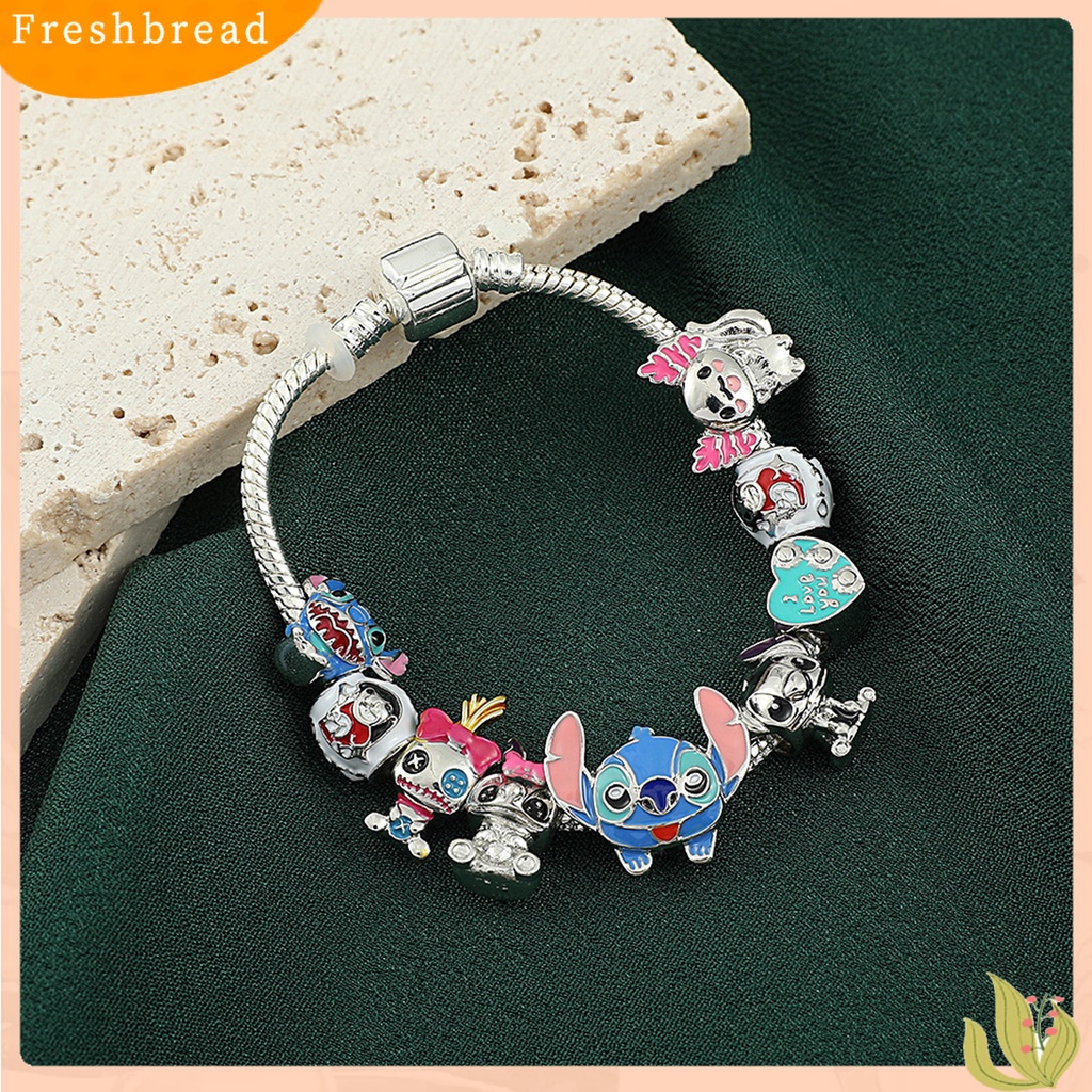 &lt; Freshbread &gt; Couple Gelang Kartun Anime Jahitan Liontin Beruntung Warna Cerah Berlapis Perak Hias Hadiah Ulang Tahun Pria Wanita Gelang Rantai Perhiasan Logam Aksesori Busana