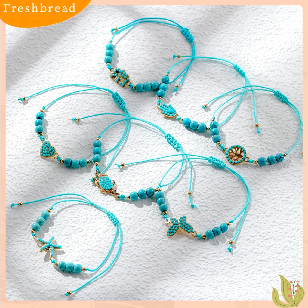 &lt; Freshbread &gt; Gelang Wanita Perhiasan Manik-Manik Hati Imitasi Turquoise Gelang Warna Cerah Untuk Pesta