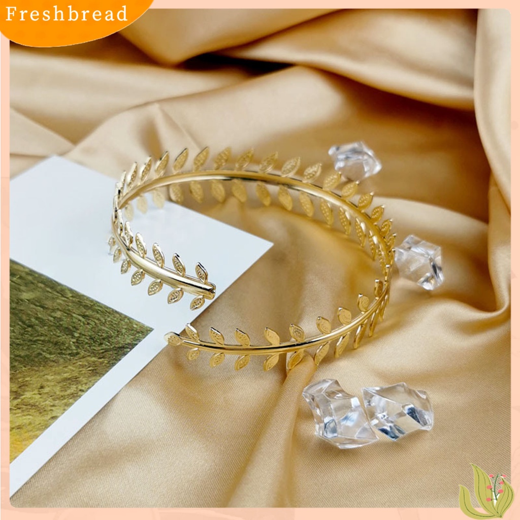 &lt; Freshbread &gt; Cuff Gelang Vintage Punk Geometris Electroplating Pembukaan Dapat Disesuaikan Hias Hadiah Wanita Gadis Bulu Logam Daun Lengan Atas Bangle Ban Lengan Untuk Pakaian Sehari-Hari