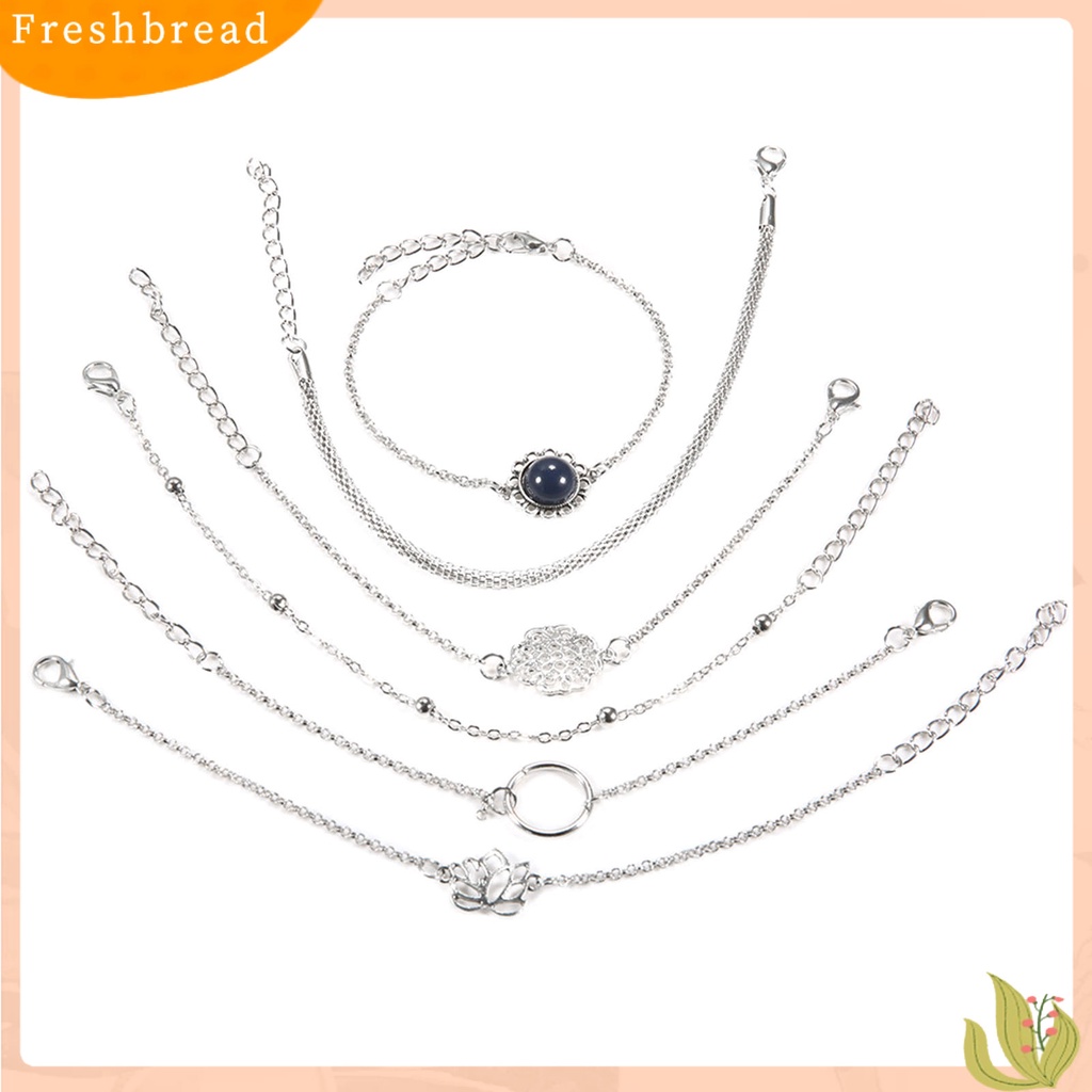 &lt; Freshbread &gt; 6Pcs/Set Wanita Gelang Set Bentuk Bunga Hollow Out Perhiasan Multi Bentuk Tangan Rantai Set Untuk Hadiah