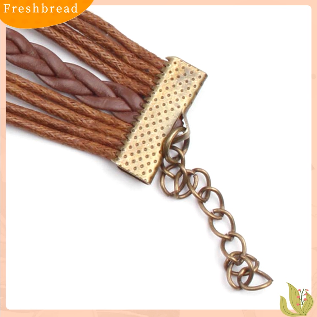 &lt; Freshbread &gt; Unisex Retro Multi Layer Kulit Imitasi Dikepang Gelang Bangles Perhiasan Hadiah