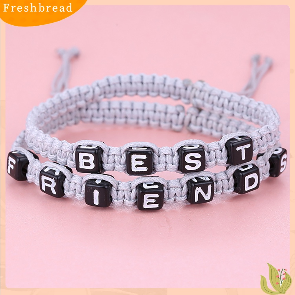 &lt; Freshbread &gt; 2Pcs/Set Unisex BEST FRIEND Letter Charm Handmade Anyaman Gelang Persahabatan