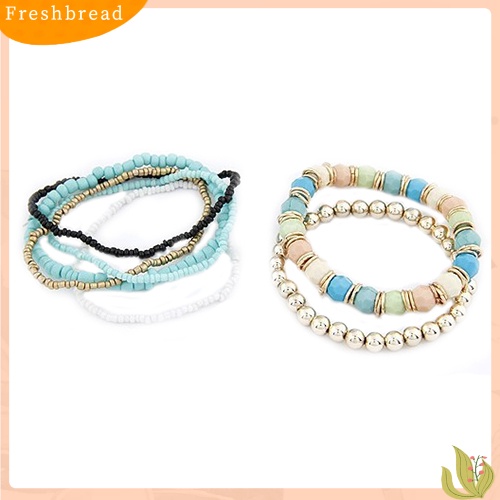 &lt; Freshbread &gt; Manik-Manik Akrilik Multilayer Gaya Bohemia Wanita Gelang Pantai Musim Panas Bangle